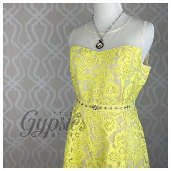 Ryu Lemon Flowers Jeweled Cocktail Dress - Picture 5 of 12